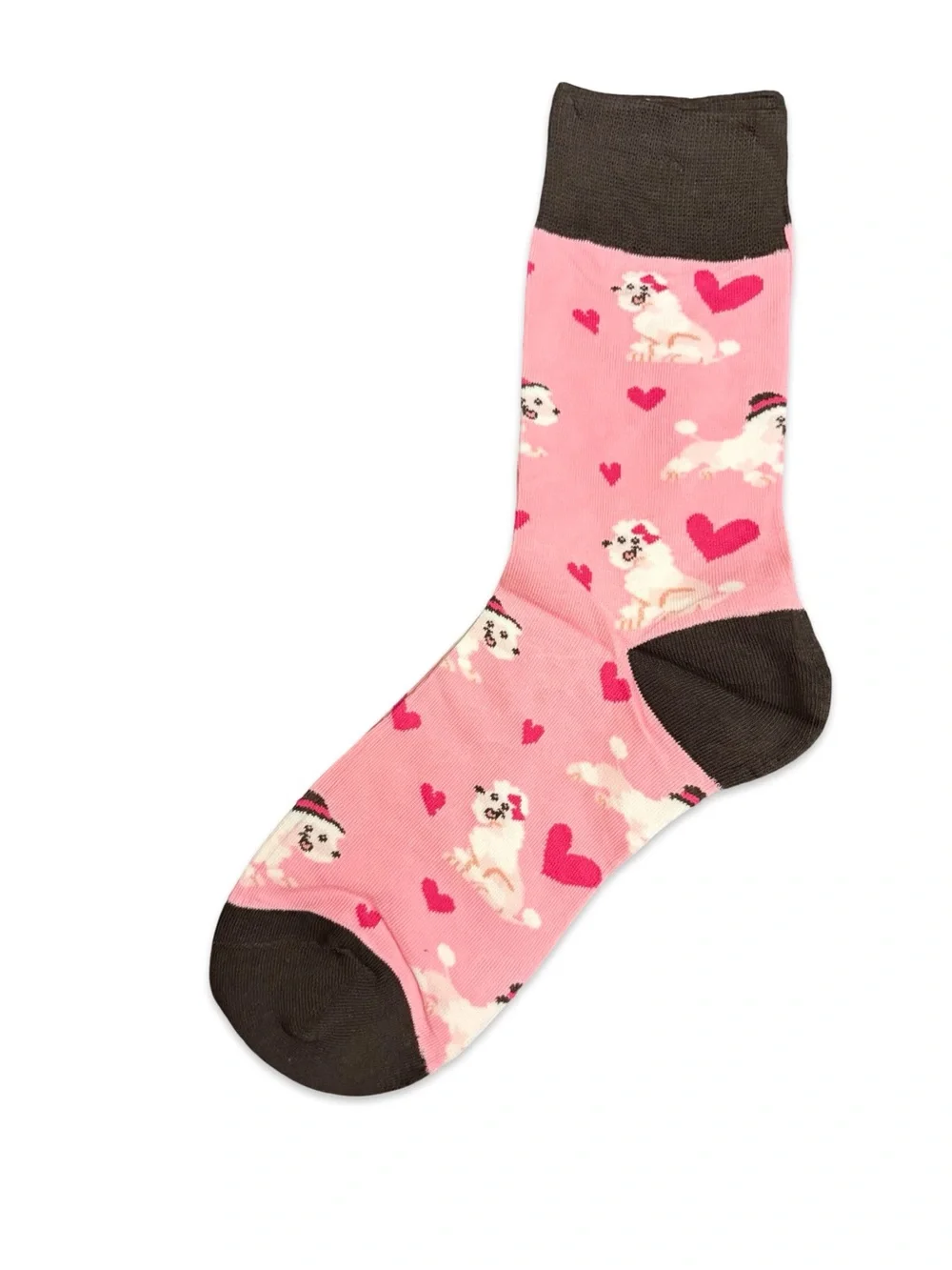 Poodle Dog Hearts Novelty Crew Socks One Size Fits Most